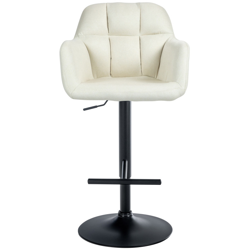 Tabouret de bar Natoma, tissu noir crème