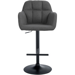 Tabouret de bar Natoma, tissu noir gris foncé