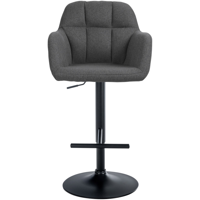 Tabouret de bar Natoma, tissu noir gris foncé