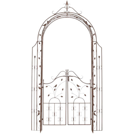 Arco de Flores para Jardín con Puerta Grenada Marrón antiguo