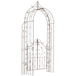 Arco per Rampicanti Grenada con Cancello antico marrone