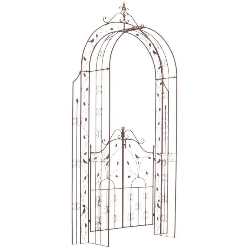 Arco per Rampicanti Grenada con Cancello antico marrone