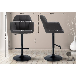 Tabouret de bar Natoma, tissu noir noir