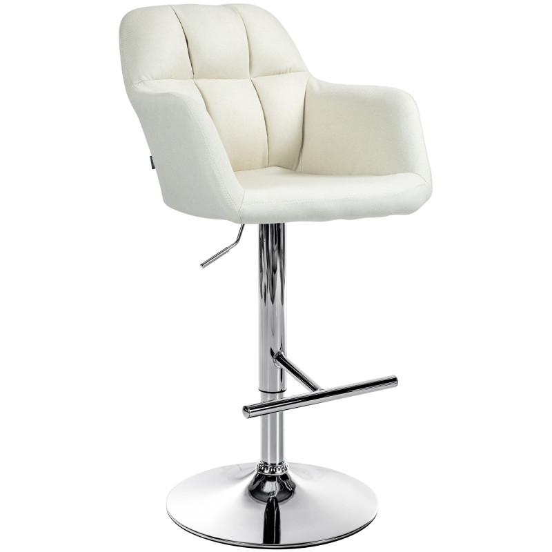 Tabouret de bar Natoma, tissu, chrome crème