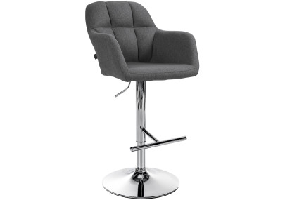 Tabouret de bar Natoma tissu chrome gris foncé