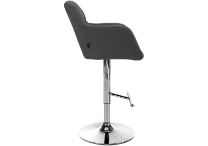 Tabouret de bar Natoma, tissu, chrome, gris foncé