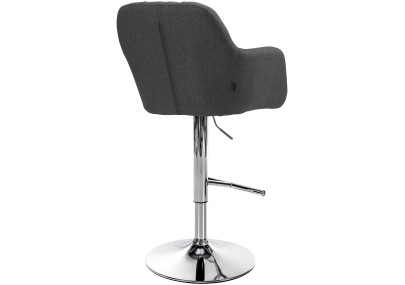 Tabouret de bar Natoma, tissu, chrome, gris foncé
