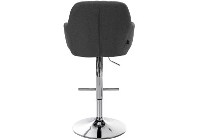Tabouret de bar Natoma, tissu, chrome, gris foncé