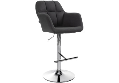 Tabouret de bar Natoma tissu chrome noir