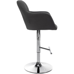 Tabouret de bar Natoma, tissu, chrome noir
