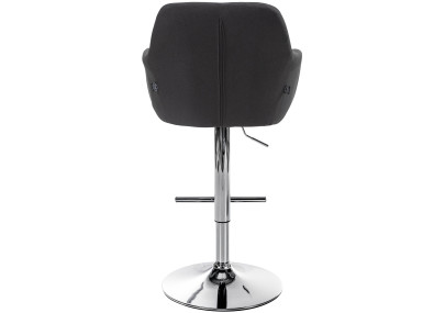 Tabouret de bar Natoma, tissu, chrome, noir