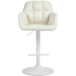 Tabouret de bar Natoma, tissu blanc crème