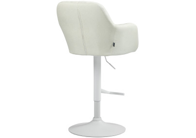 Taburete de bar Natoma en tela Crema,Metal blanco mate