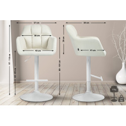 Tabouret de bar Natoma, tissu blanc crème