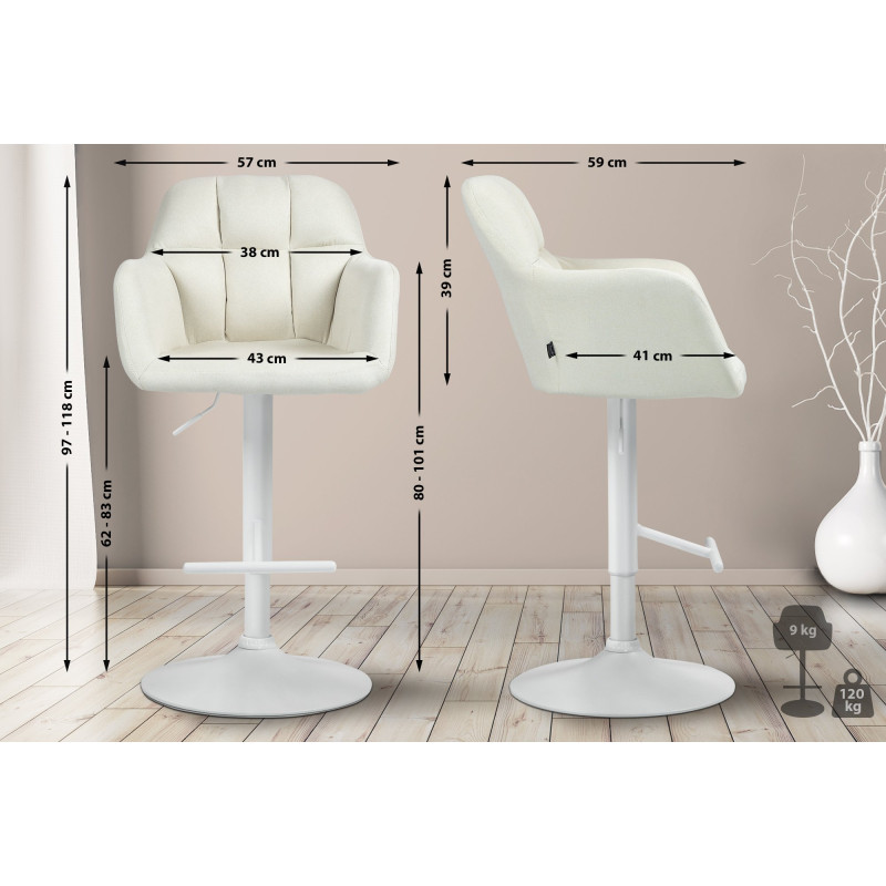 Barhocker Natoma Stoff weiß