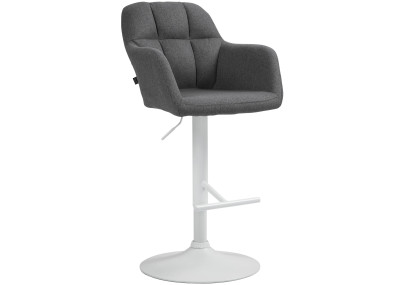 Taburete de bar Natoma en tela Gris oscuro,Metal blanco mate