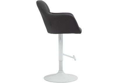 Taburete de bar Natoma en tela Negro,Metal blanco mate