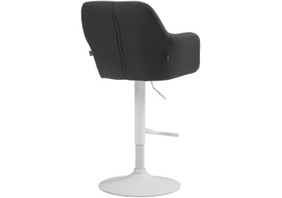 Taburete de bar Natoma en tela Negro,Metal blanco mate