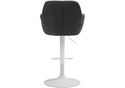 Taburete de bar Natoma en tela Negro,Metal blanco mate