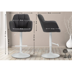 Tabouret de bar Natoma, tissu, blanc/noir