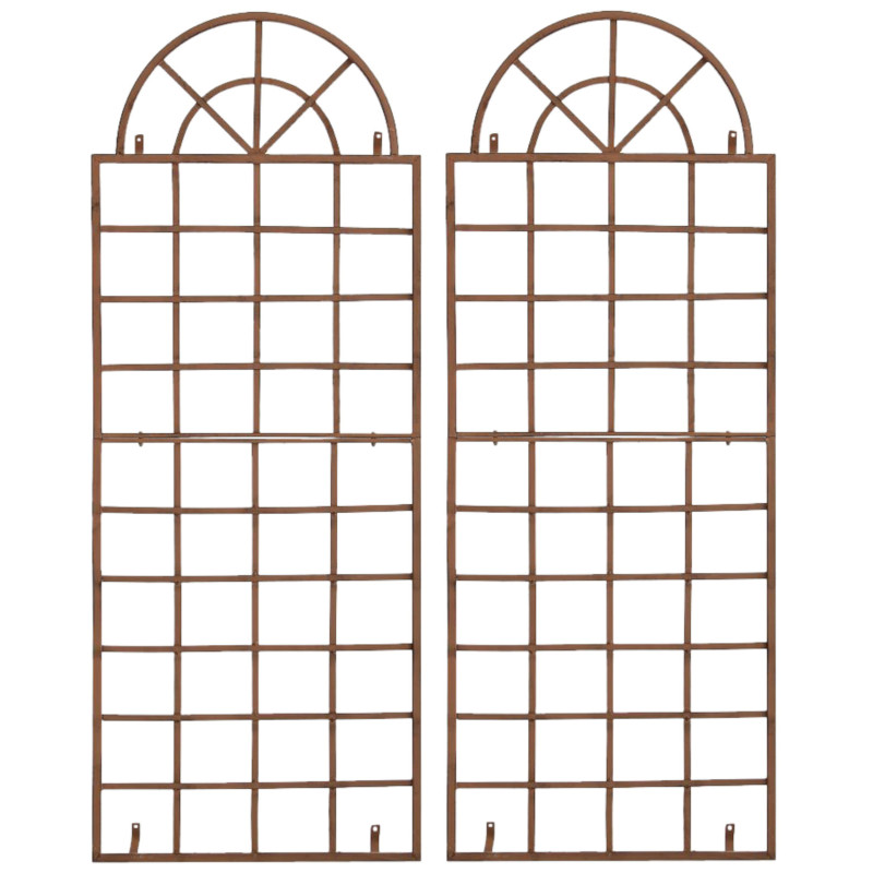 Set de 2 vallas metálicas viva para plantas trepadoras Marrón antiguo