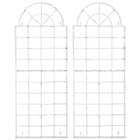 Set de 2 vallas metálicas viva para plantas trepadoras Blanco antiguo