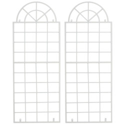 Set de 2 vallas metálicas viva para plantas trepadoras Blanco
