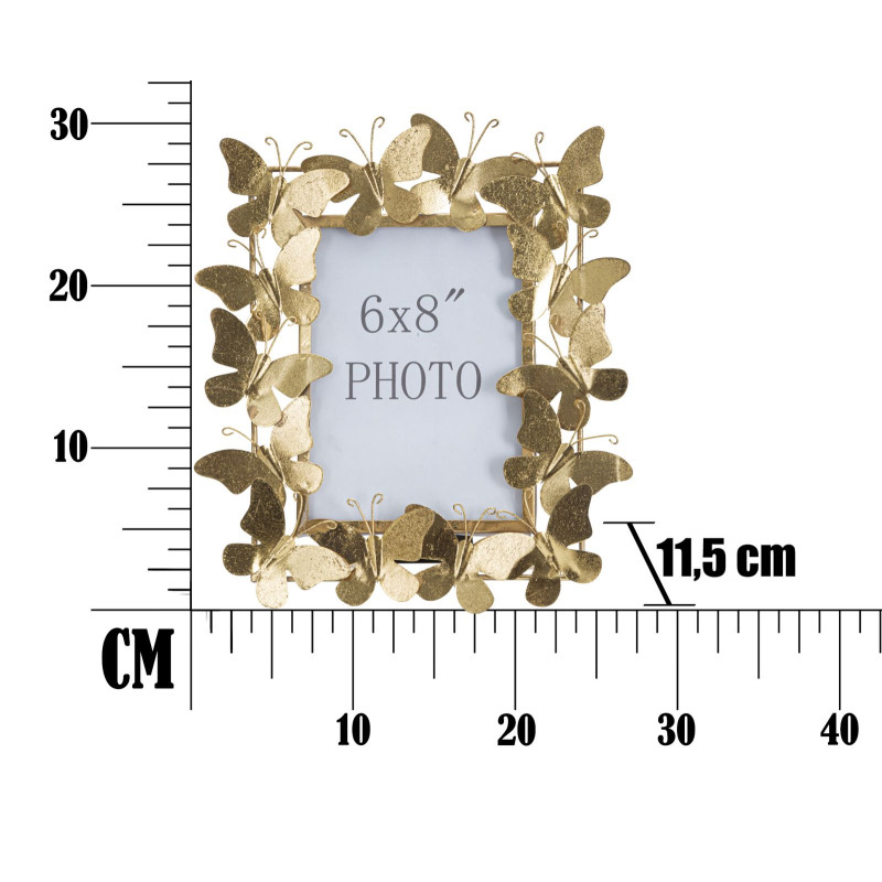 Cadre photo Papillon Glam – 28 × 11,5 × 30,5 cm (dimensions intérieures : 15 × 20 cm)