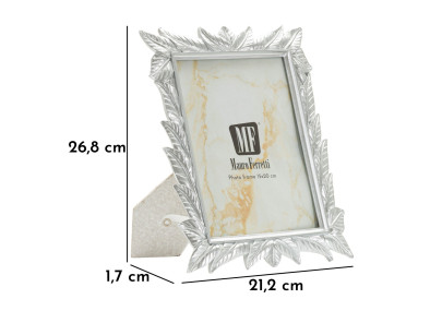 Cadre photo Leavy argent – 21,2 × 1,7 × 26,8 cm (dimension intérieure : 15 × 20 cm)