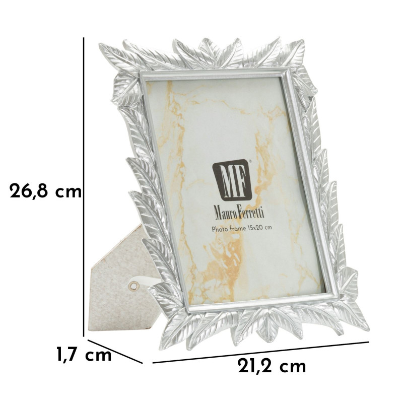 Cadre photo Leavy argent – 21,2 × 1,7 × 26,8 cm (dimension intérieure : 15 × 20 cm)