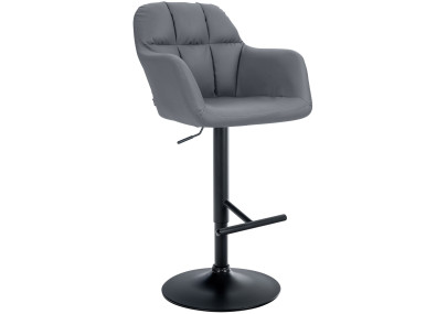 Taburete de bar Natoma en polipiel Gris,Metal negro mate